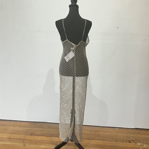 Zara tan mesh/net dress with metallic threading - Picture 7 of 7